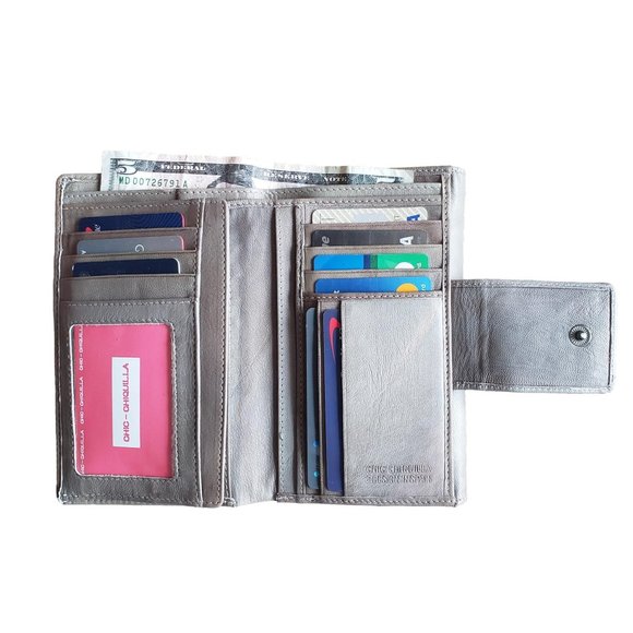 Women's Distressed Leather Wallet Credit Card Holder Wallet in BOX - Picture 6 of 14